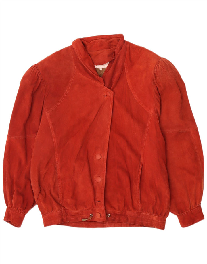 Giacca vintage oversize in pelle scamosciata da donna IT 44 in pelle rossa media