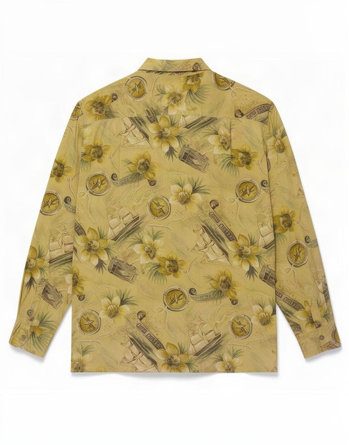 Camicia grafica da uomo Fitzroy XL verde floreale