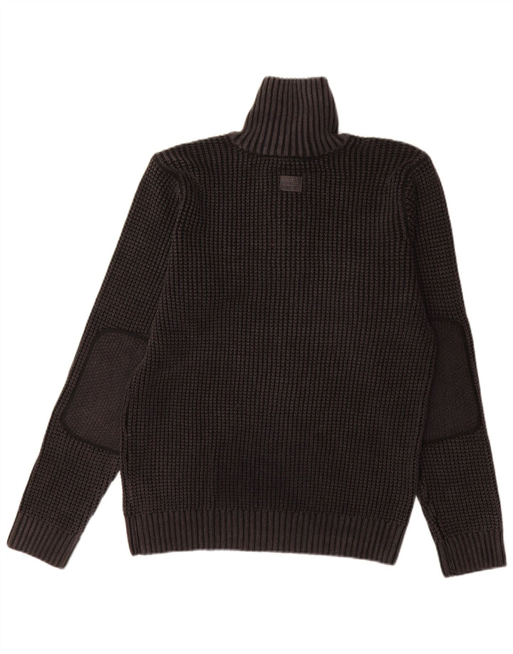 Maglione da uomo G-Star con collo a bottoni, grande cotone nero