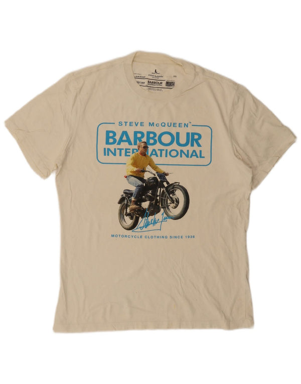 Barbour Mens Steve McQueen Graphic T-shirt Top Large Off White