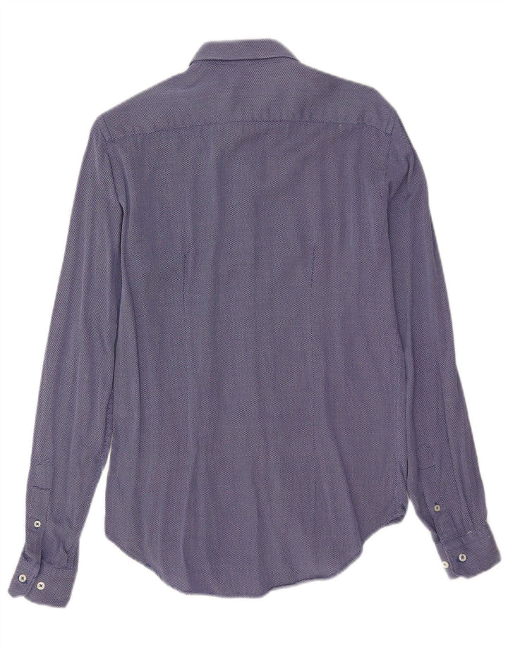 Camicia Zara da uomo slim fit piccola in cotone maculato blu