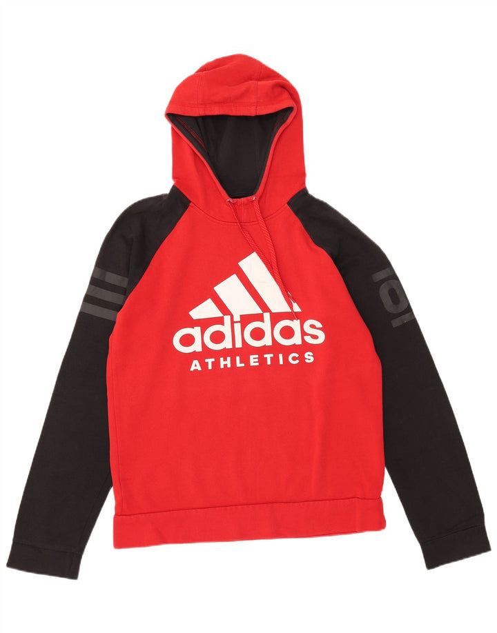 Felpa con cappuccio grafica da uomo Adidas, blocco colore rosso medio