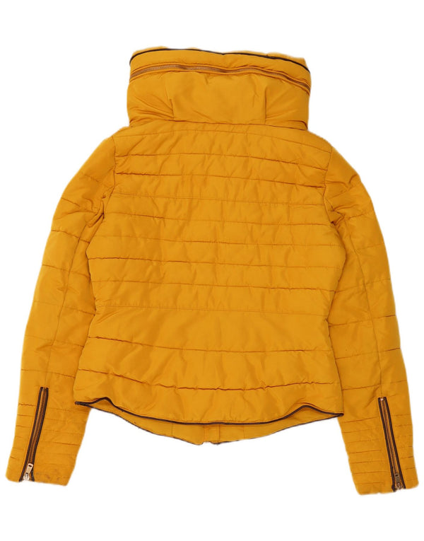 Giacca imbottita con cappuccio corta da donna Zara UK 10 piccola gialla in poliestere