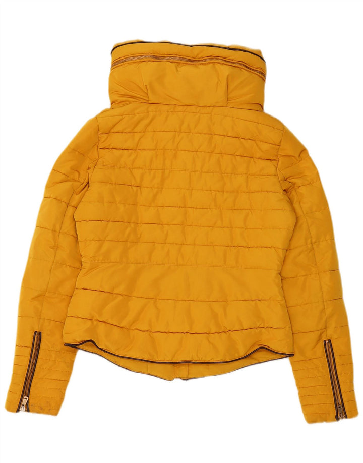 Giacca imbottita con cappuccio corta da donna Zara UK 10 piccola gialla in poliestere