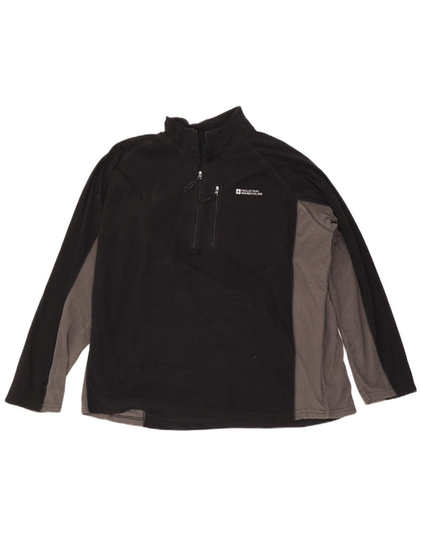Mountain Warehouse Mens Zip Neck Fleece Jumper 2XL Black Colourblock