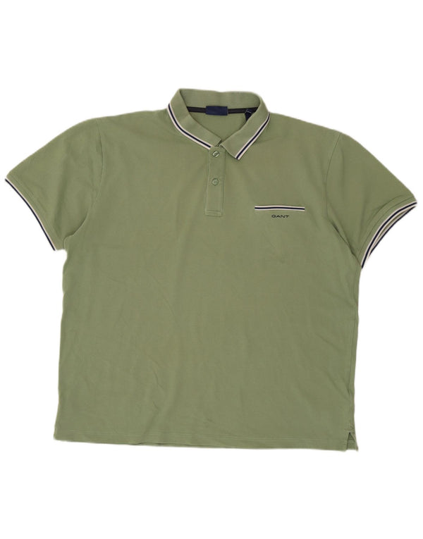 Gant Mens Polo Shirt 2XL Green Striped Cotton