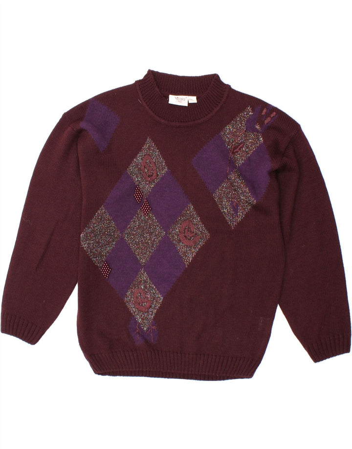 VINTAGE Womens Turtle Neck Jumper Sweater EU 40/42 Medium Maroon Vintage Vintage and Second-Hand Vintage from Messina Hembry 