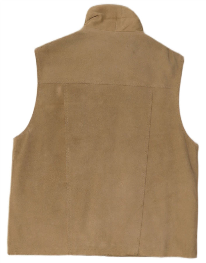 Gilet vintage da uomo in pelle scamosciata UK 38 in pelle beige media