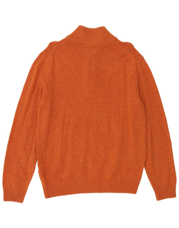 Marlboro Classics Maglione da uomo con zip e collo grande in lana arancione