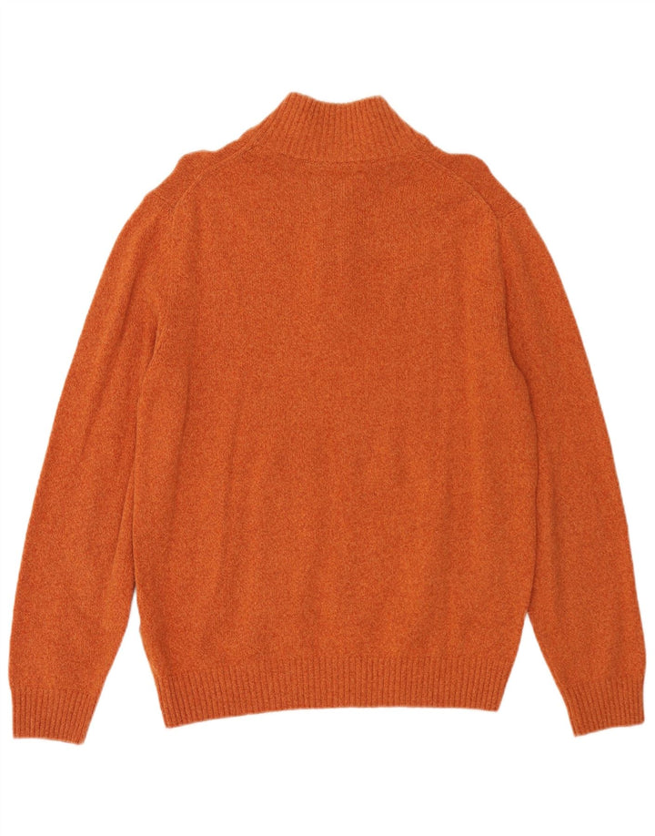 Marlboro Classics Maglione da uomo con zip e collo grande in lana arancione