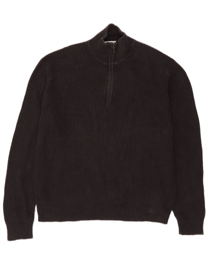 Calvin Klein Uomo Maglione con zip sul collo Maglione grande in cotone nero