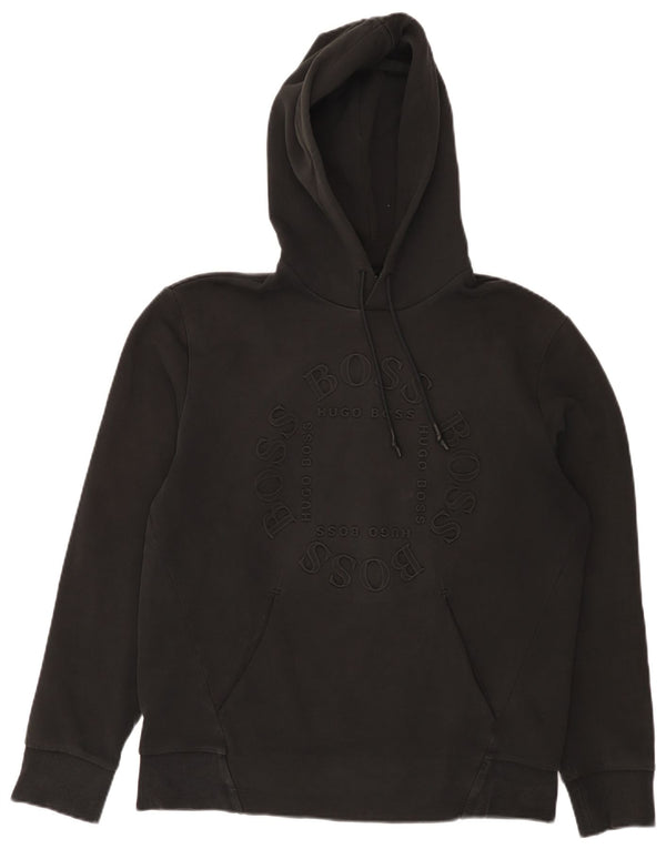 Felpa con cappuccio grafica da donna Hugo Boss UK 16 grande cotone nero