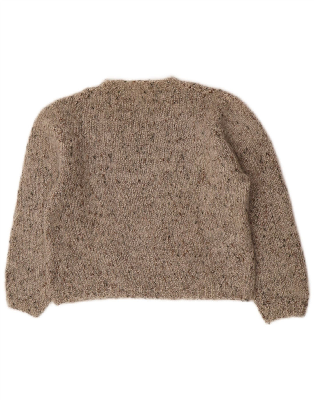 Maglione maglione girocollo da donna vintage UK 14 grigio medio chiazzato
