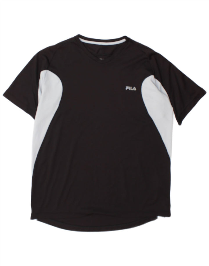 T-shirt Fila da uomo Top Large nera color block