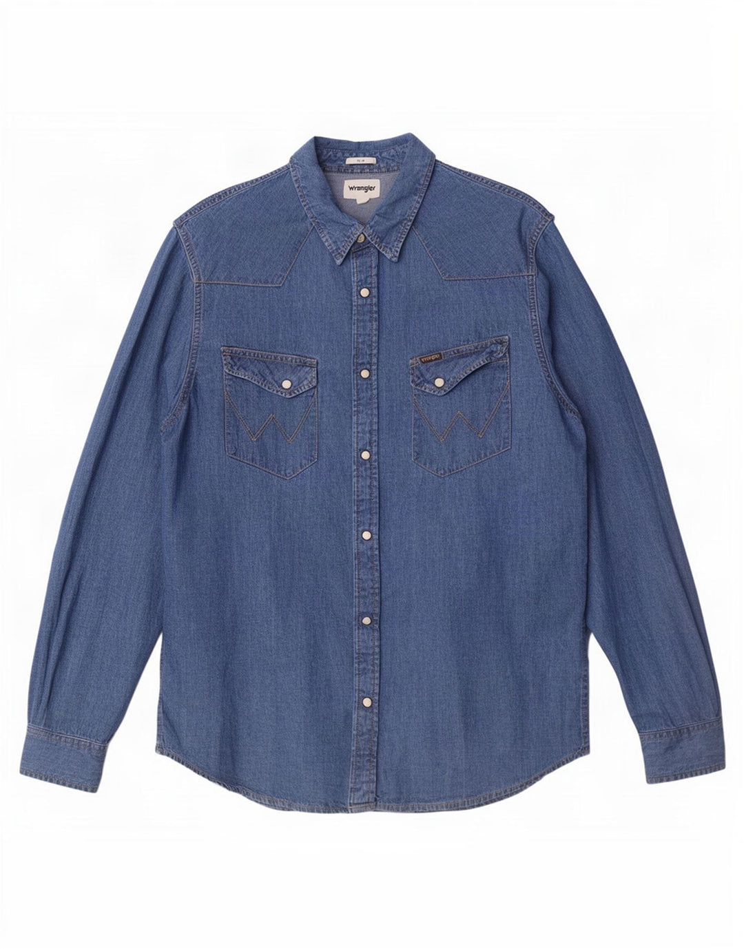 Camicia di jeans slim fit da uomo Wrangler grande in cotone blu