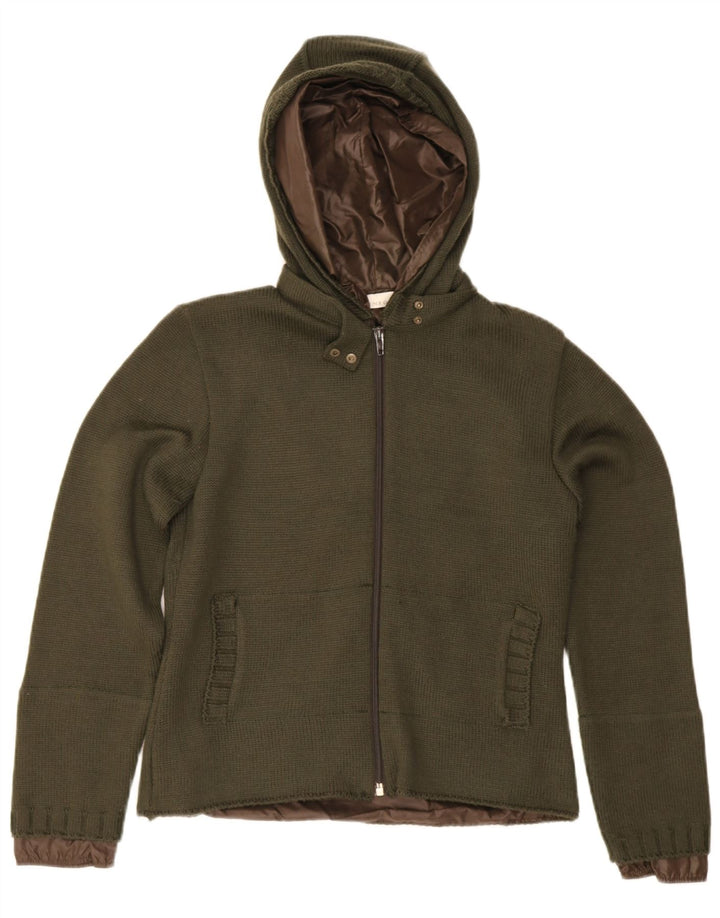 Bomber con cappuccio in maglia da donna Pinko UK 10 Small Lana kaki