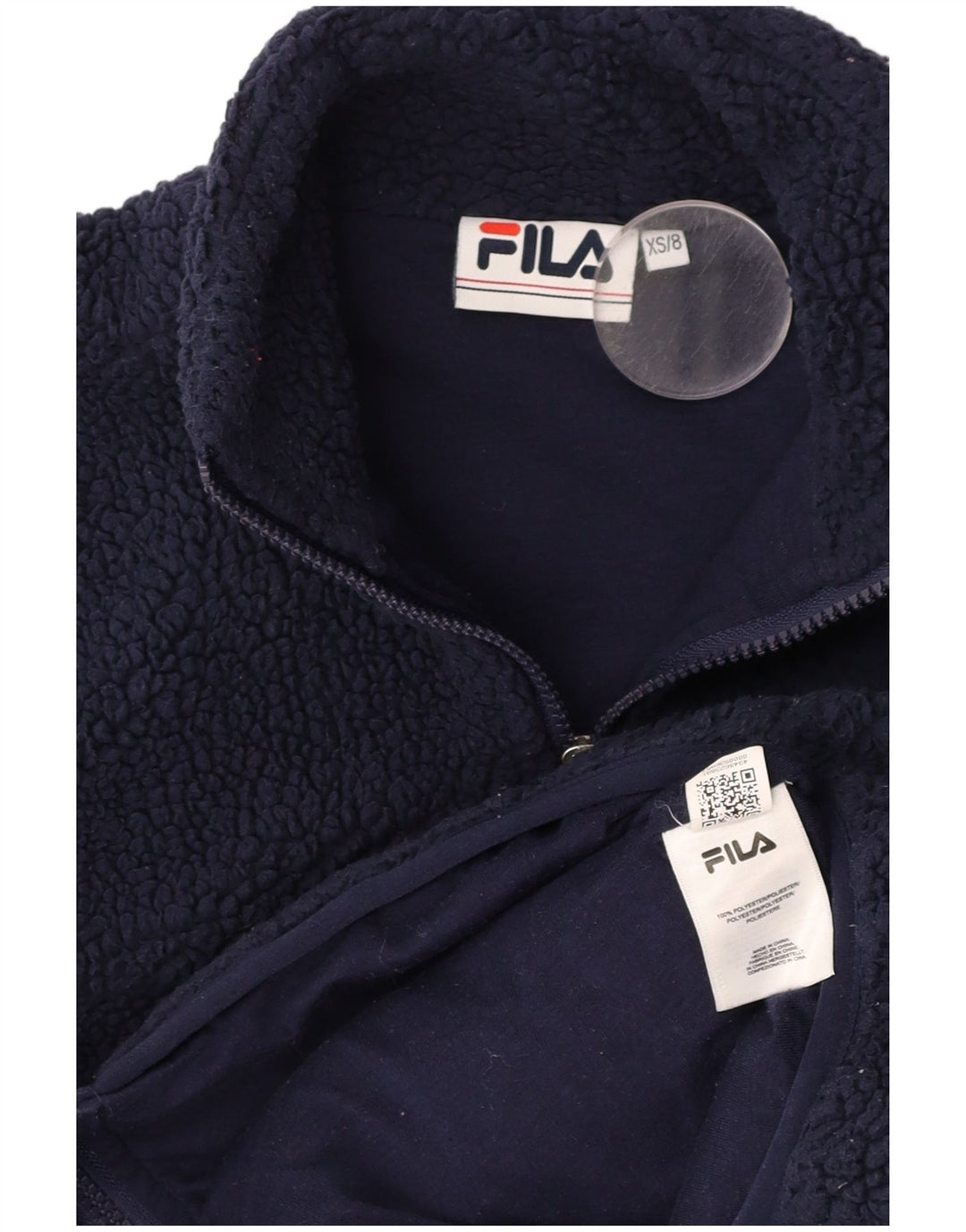 Giacca in pile grafica oversize da donna FILA UK 6 XS poliestere blu navy