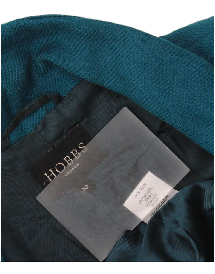 Giacca blazer a 2 bottoni corta da donna Hobbs UK 10 piccola lana blu