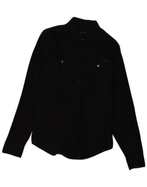 Camicia da uomo Calvin Klein in cotone nero medio