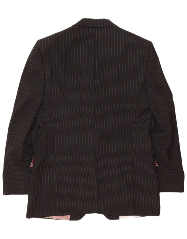 Giacca blazer da uomo a 3 bottoni Hugo Boss IT 52 XL classica in lana gessata nera