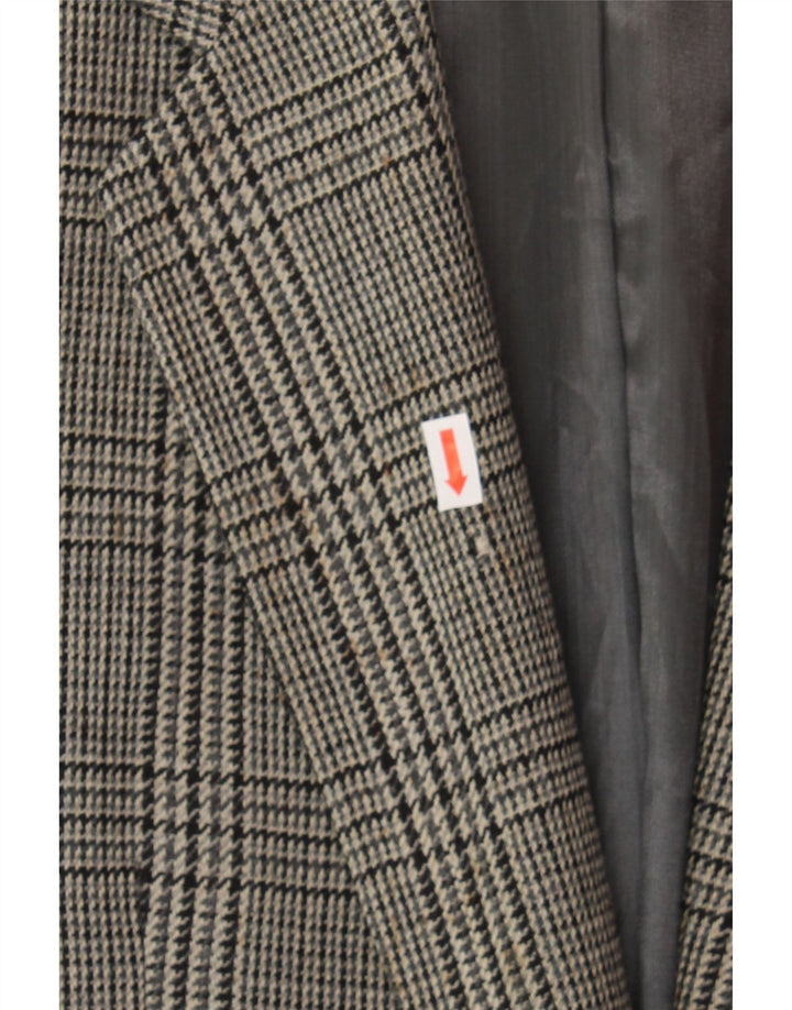CITY TIME Mens 2 Button Blazer Jacket UK 38 Medium Grey Check Wool Vintage City Time and Second-Hand City Time from Messina Hembry 