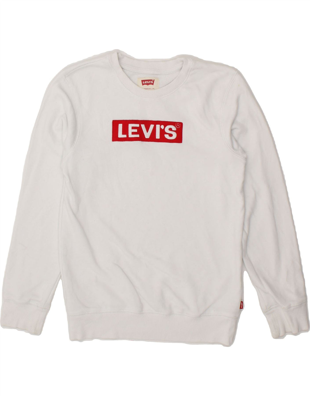 LEVI'S Boys Graphic Sweatshirt Jumper 15-16 Years White Cotton Vintage Levi's and Second-Hand Levi's from Messina Hembry 