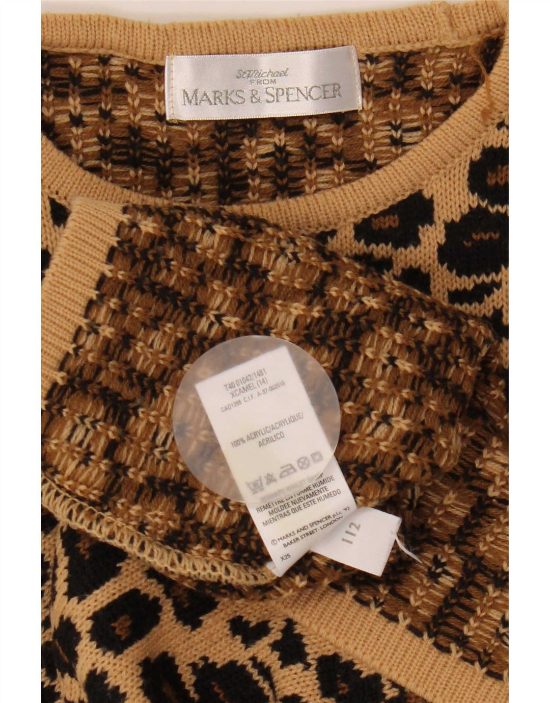Maglione maglione girocollo da donna Marks & Spencer UK 14 grande marrone