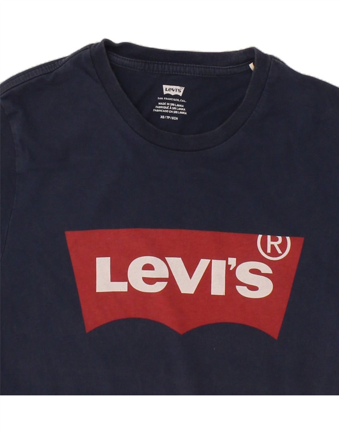LEVI'S Mens Graphic T-Shirt Top XS Navy Blue Vintage Levi's and Second-Hand Levi's from Messina Hembry 