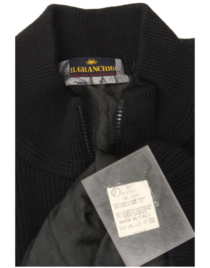 Maglione Cardigan Da Uomo Il Granchio Grande Lana Blu Navy