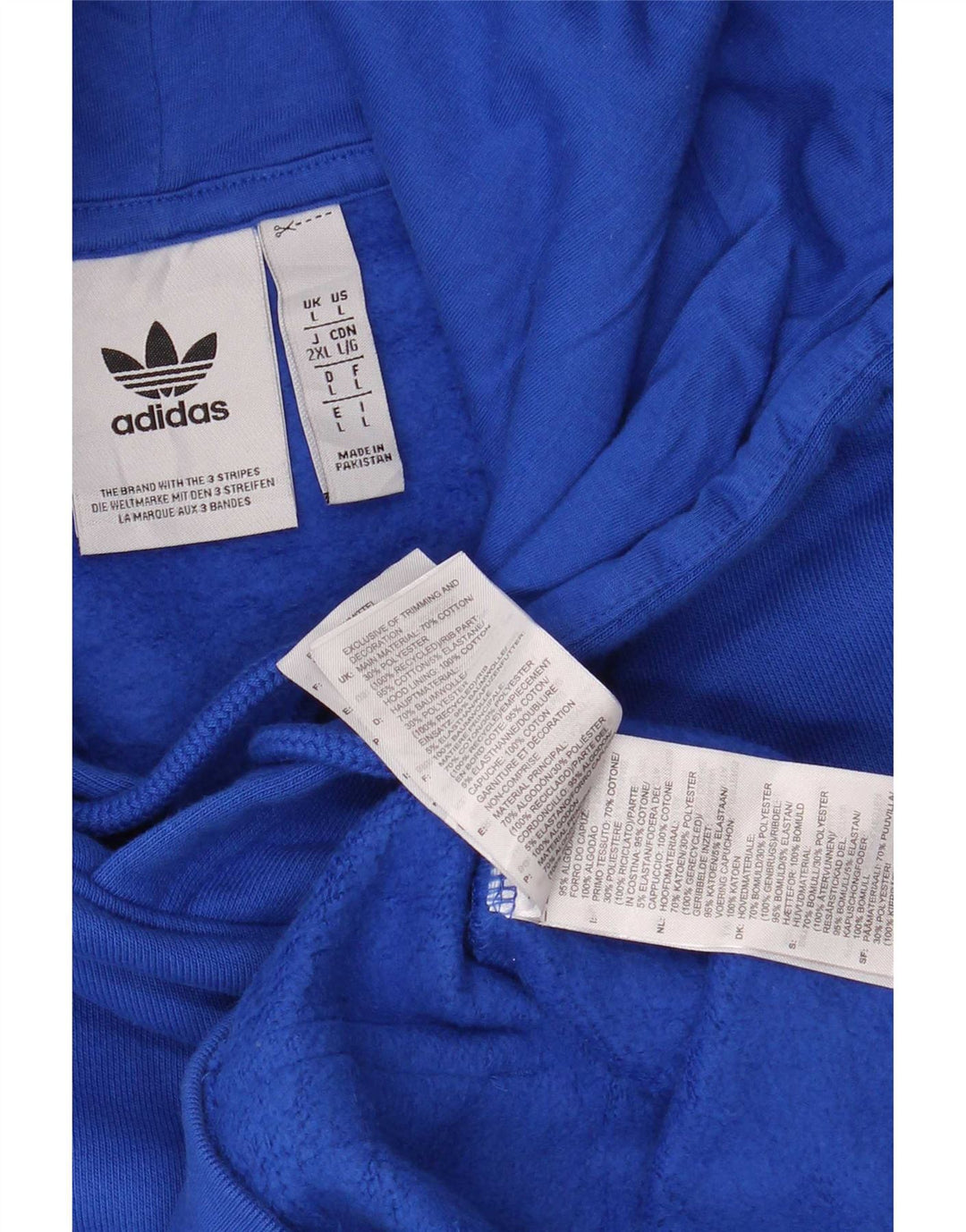 Felpa con cappuccio da uomo Adidas Large in cotone blu