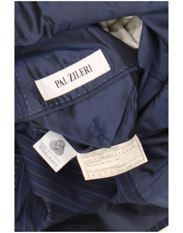 Giacca blazer da uomo a 3 bottoni Pal Zileri IT 50 grande gessato blu navy
