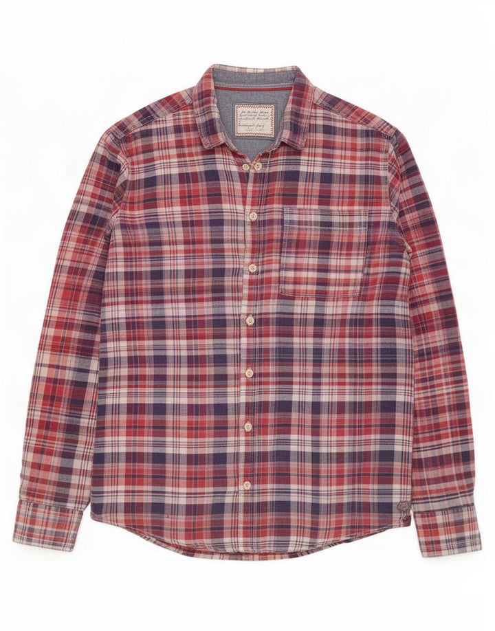 Camicia in flanella da uomo Fat Face in cotone scozzese rosso medio