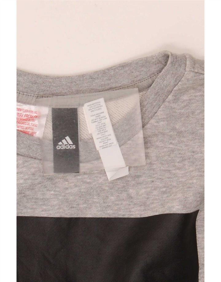 Felpa grafica Adidas da bambino 13-14 anni in cotone grigio
