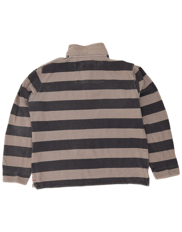 Crew Clothing Felpa da uomo con collo abbottonato Maglione XL Cotone a righe grigie