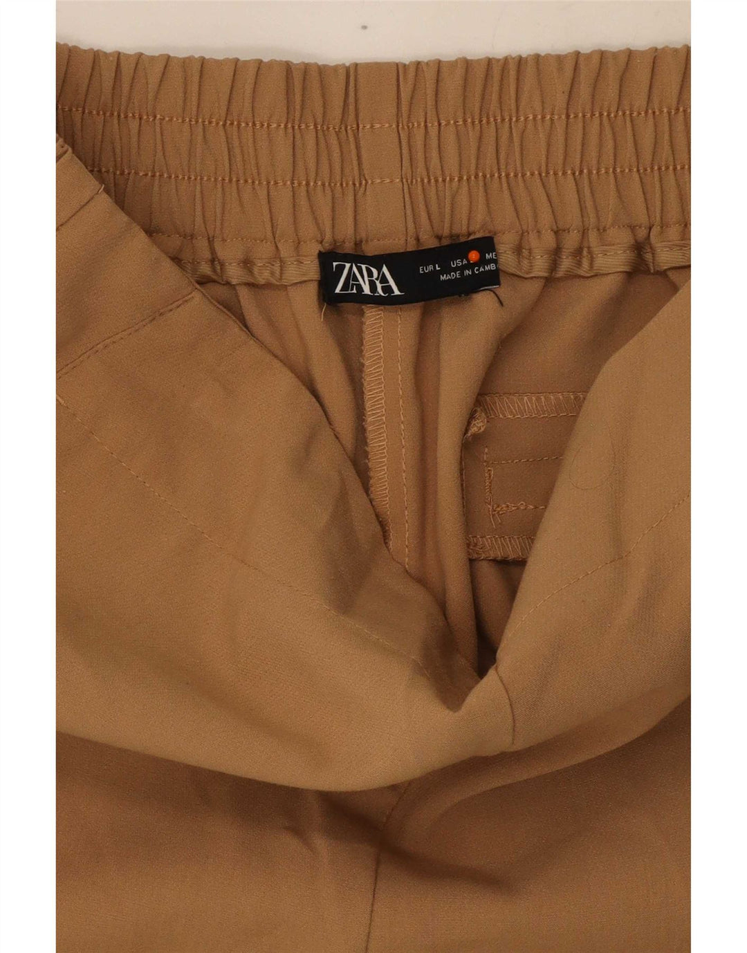 Pantaloni corti slim da donna Zara grandi W33 L24 poliestere beige