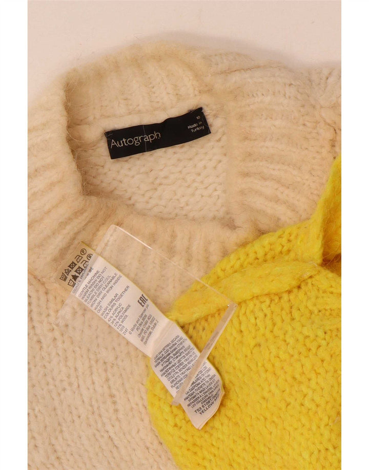 Maglione maglione a collo alto da donna Marks & Spencer UK 10 piccolo bianco sporco
