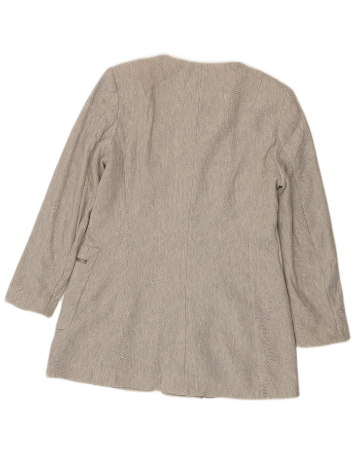 Giacca blazer con zip intera da donna Zara UK 18 XL cotone grigio a spina di pesce