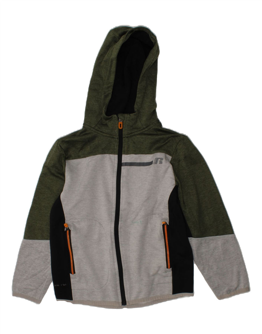 RUSSELL ATHLETIC Boys Dri-Power Zip Hoodie Sweater 7-8 Years Medium Grey Vintage Russell Athletic and Second-Hand Russell Athletic from Messina Hembry 
