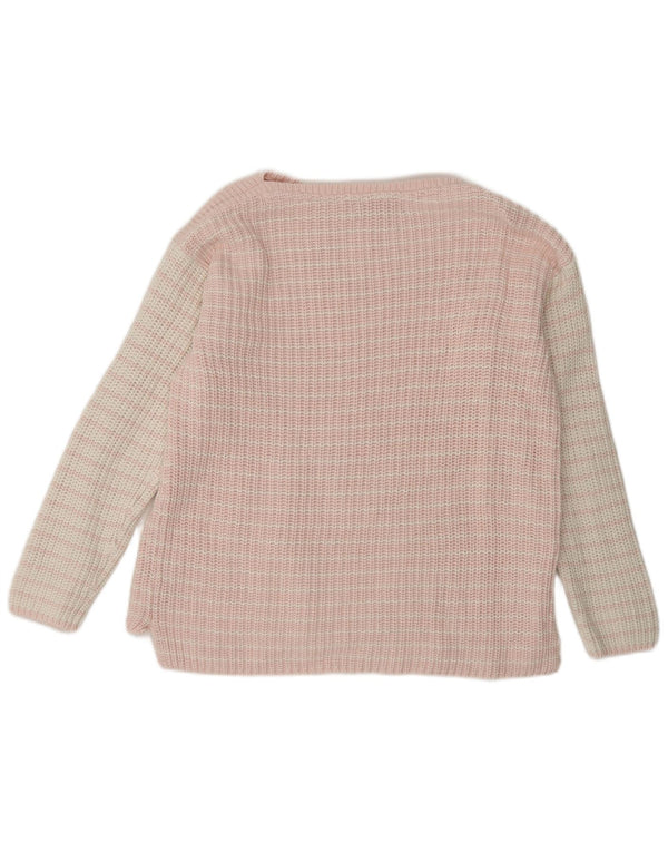 Maglione maglione con scollo a barca da donna Marks & Spencer UK 14 a righe rosa medio