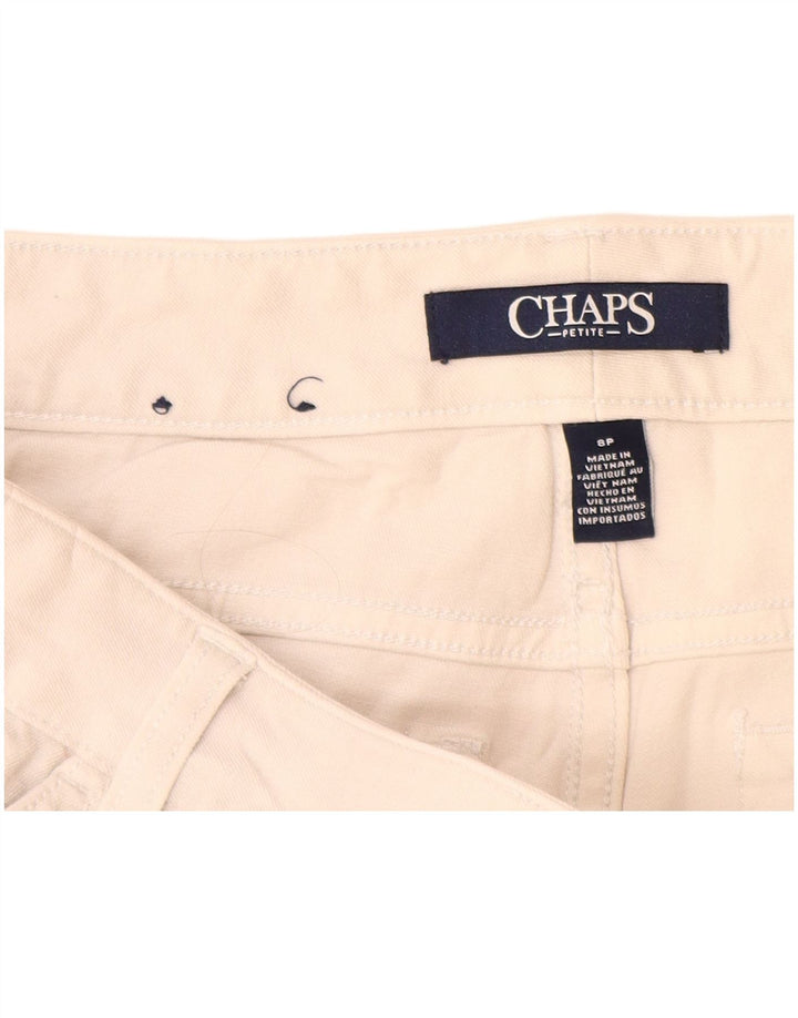 Pantaloni corti dritti da donna Chaps Petite US 8 medi W28 L25 bianco sporco