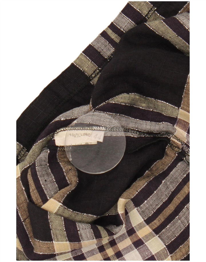 Giacca blazer vintage da donna a maniche corte a 1 bottone IT 44 scozzese medio nero