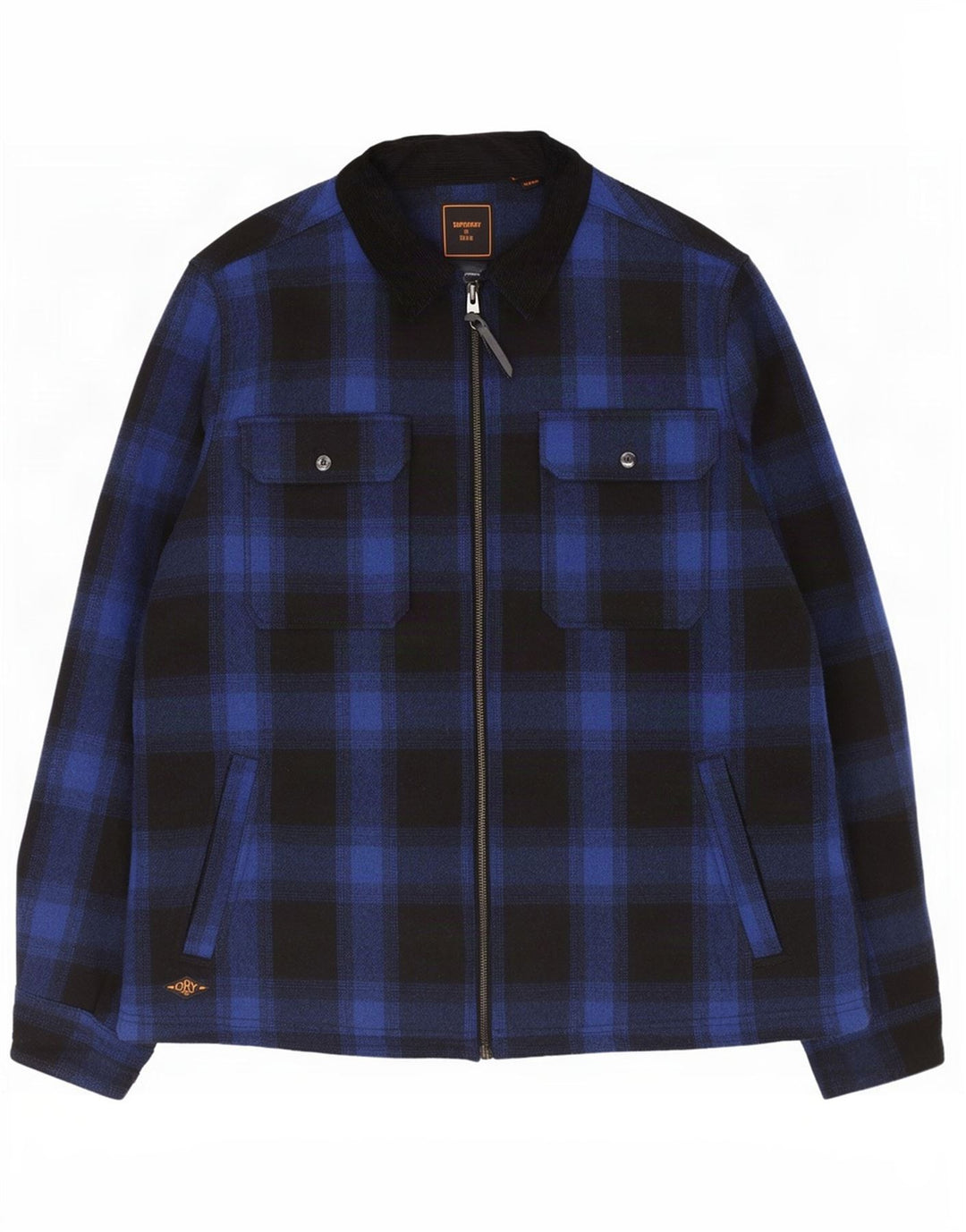 Giacca da uomo Shacket Superdry UK 44 2XL Lana a quadri blu navy