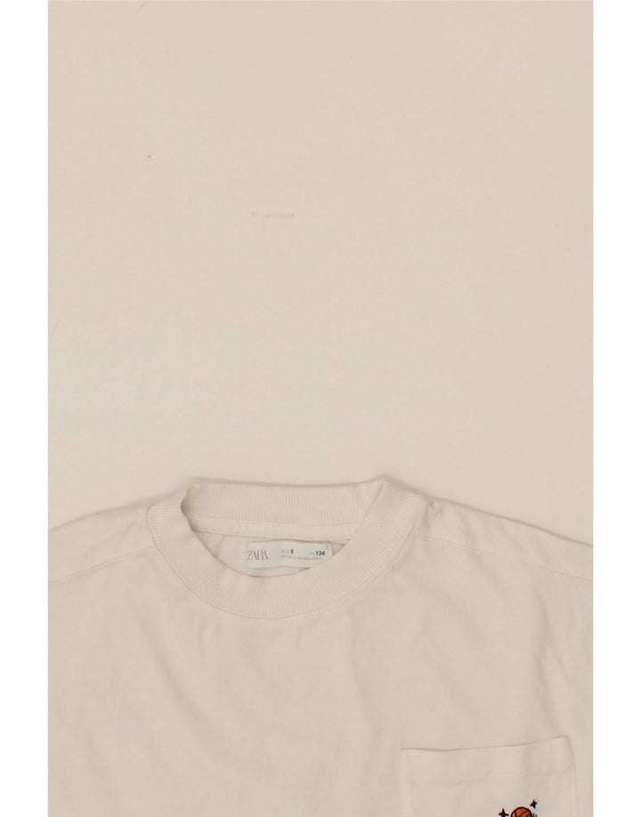 ZARA Girls Graphic Top Long Sleeve 8-9 Years White Cotton Vintage Zara and Second-Hand Zara from Messina Hembry 