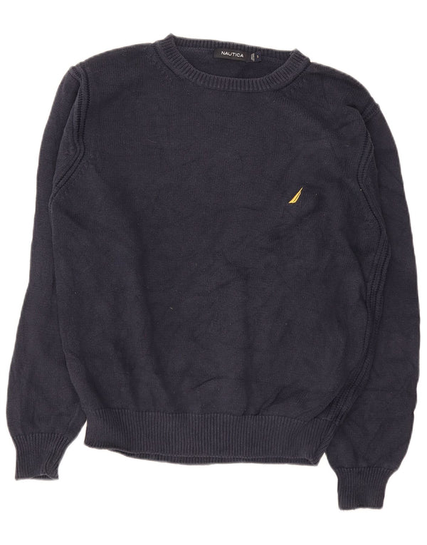 Maglione maglione girocollo da uomo Nautica piccolo in cotone blu navy