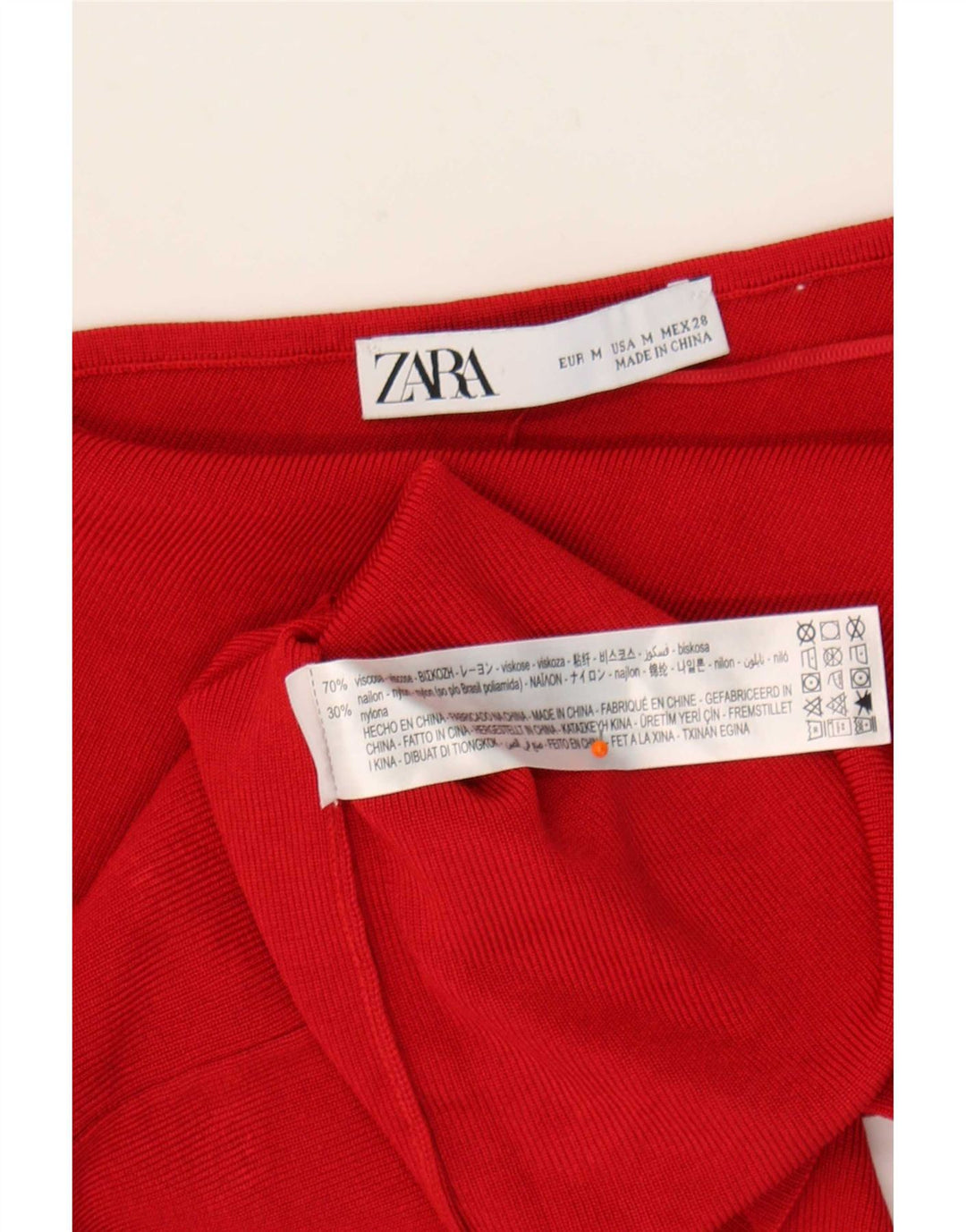 Top corto monospalla da donna Zara UK 12 Viscosa rossa media