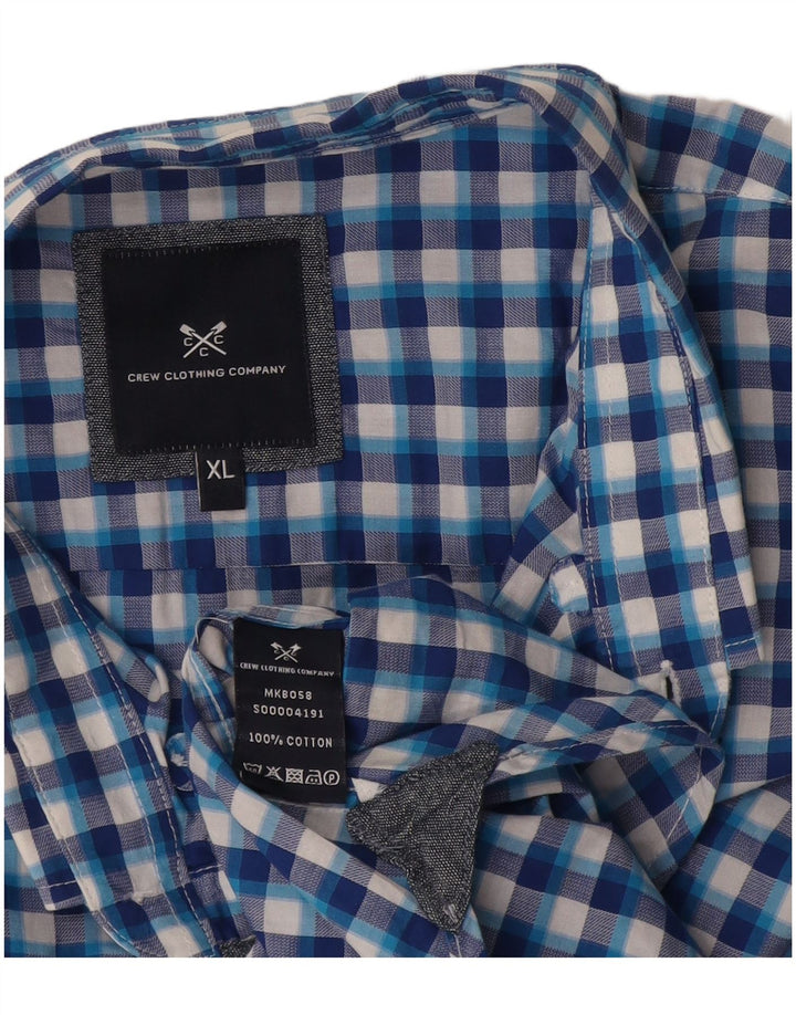 Camicia da uomo a maniche corte Crew XL in cotone a quadri blu