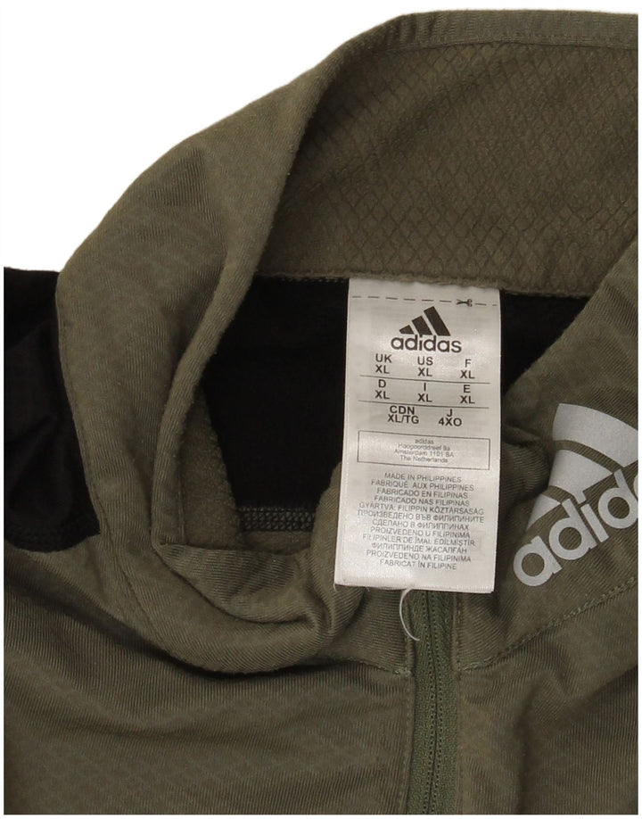 Adidas Uomo Aeroready Zip Collo Pullover Tuta Top XL Cachi Colorblock