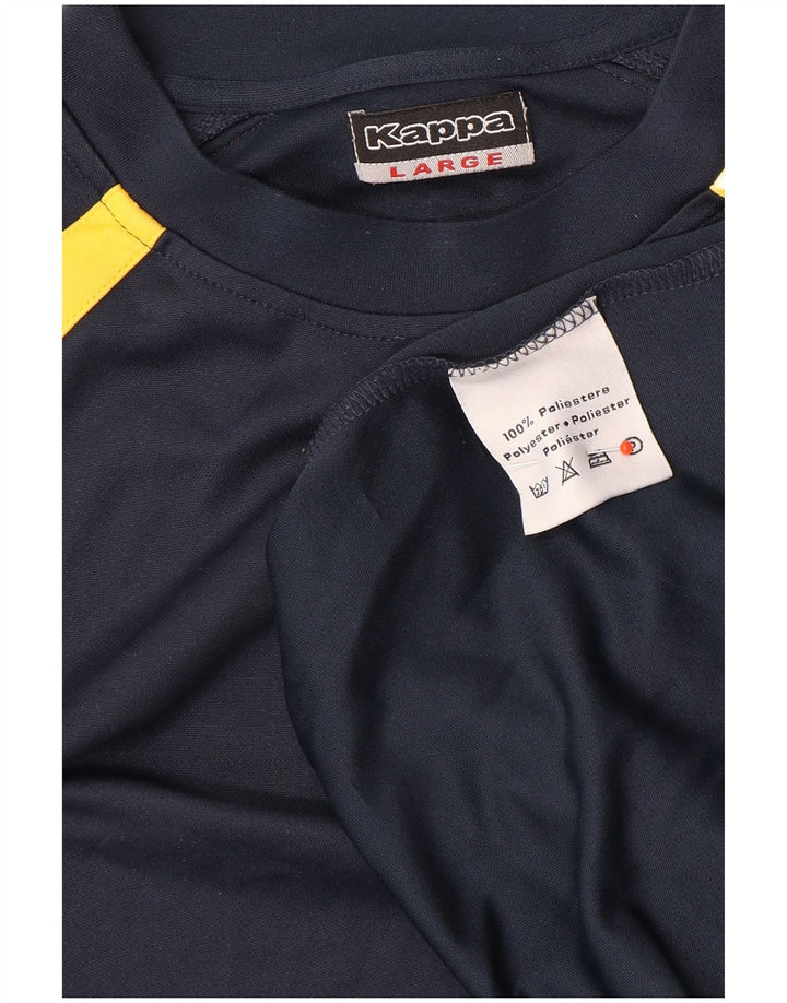 T-shirt da uomo Kappa Top Large in poliestere color block blu navy