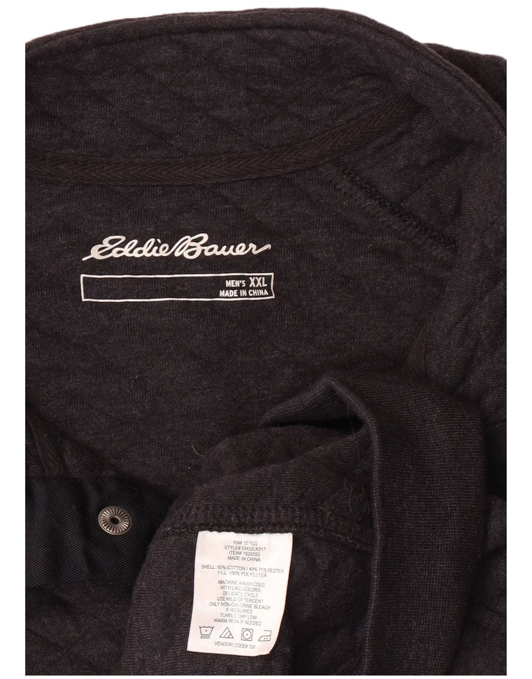 Eddie Bauer Felpa da uomo con collo abbottonato Maglione 2XL Cotone geometrico grigio