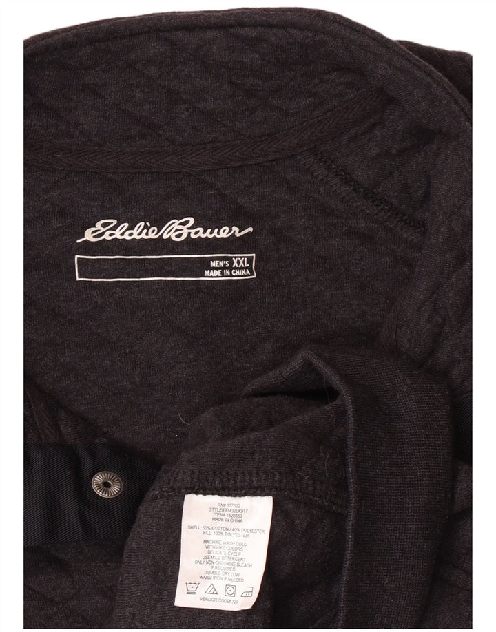 Eddie Bauer Felpa da uomo con collo abbottonato Maglione 2XL Cotone geometrico grigio